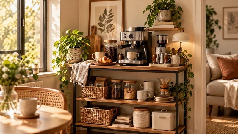Fotografía editorial para Coffee corner en un piso de alquiler: bonito sin taladrar