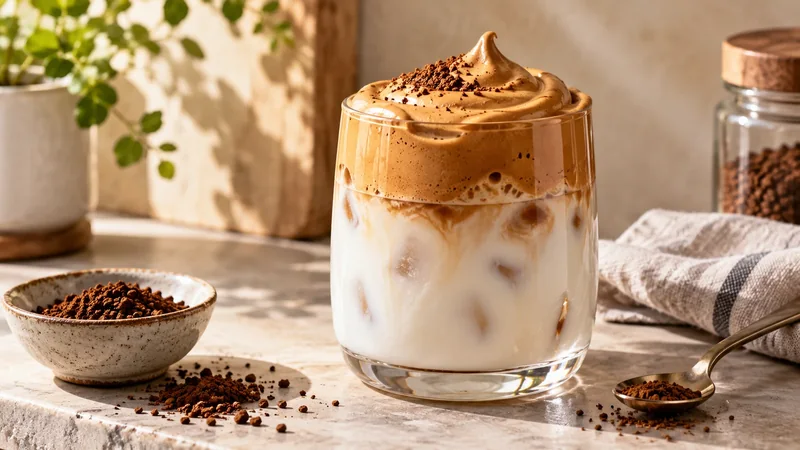 Fotografía editorial para Dalgona coffee menos dulce y con sabor real a café