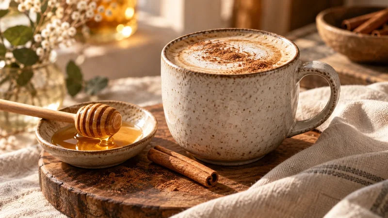 Fotografía editorial para Latte de miel y canela para tardes tranquilas