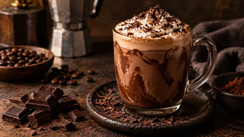 Fotografía editorial para Mocha casero con chocolate negro, sin exceso de azúcar