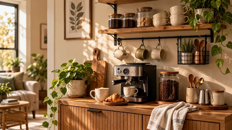 Fotografía editorial para Cómo crear un rincón de café en una cocina pequeña